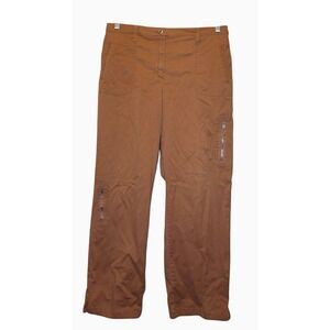 Chico's Platinum‎ Pants Brown Cotton Cargo Style Pockets Size 2 Reg 32 x 30